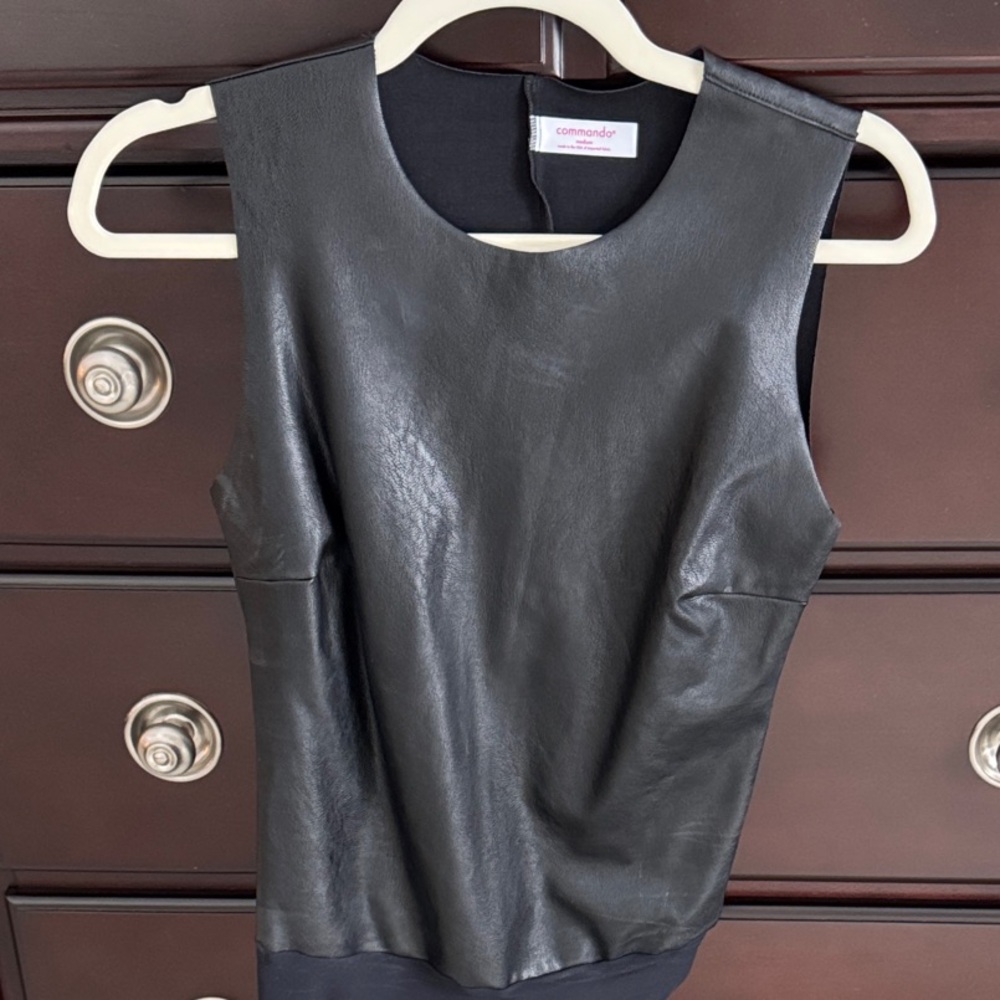 Commando Black Faux Leather Bodysuit